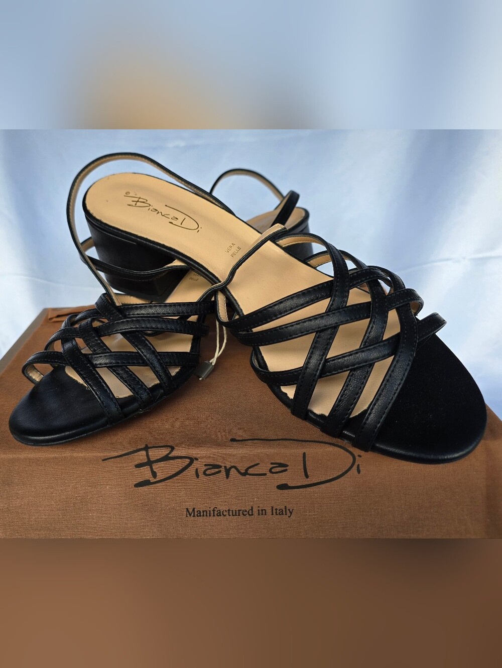 Bianca Di Strappy Low Block Heel Sandals